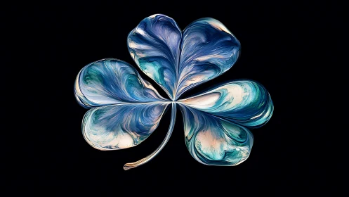 Shimmering clover bloom swirling with cosmic ocean light.