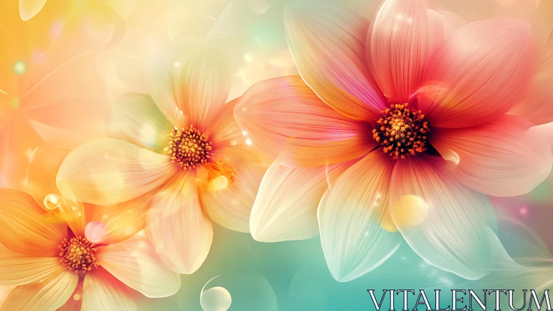 Colorful Cosmos Flower Composition with Gradient Transitions