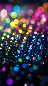 Defocused fiber optic strands render dense multicolor bokeh field