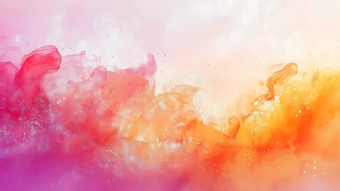 Fluid chromatic plume merges pink diffusion with orange glow