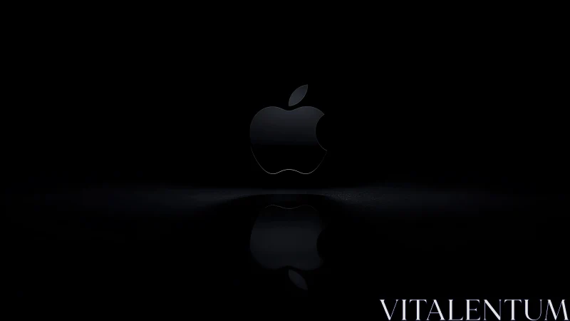 Apple logo rendered in dark monochromatic digital format against black background.