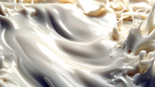 Creamy fluid splash macro with flowing sculpted waves.