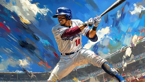 Electric baseball moment bursting with color and motion.