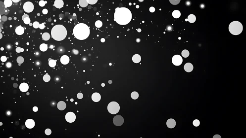 Monochrome bokeh particles drift across deep black field