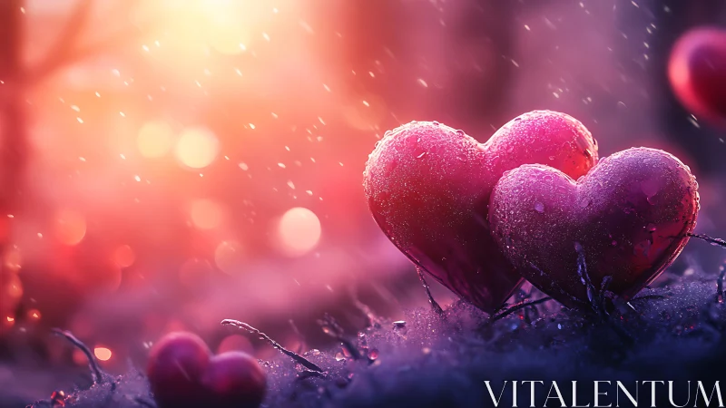 Frozen Heart Crystals Glow Pink Purple Snow.