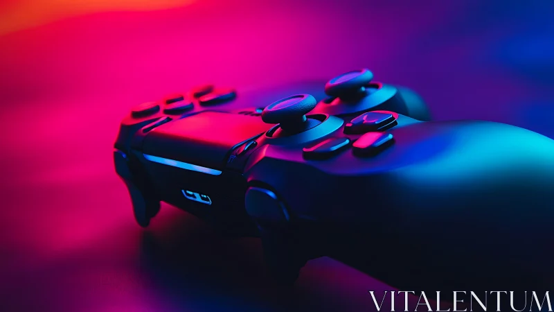 Neon tides of color wash a game controller into future dreams