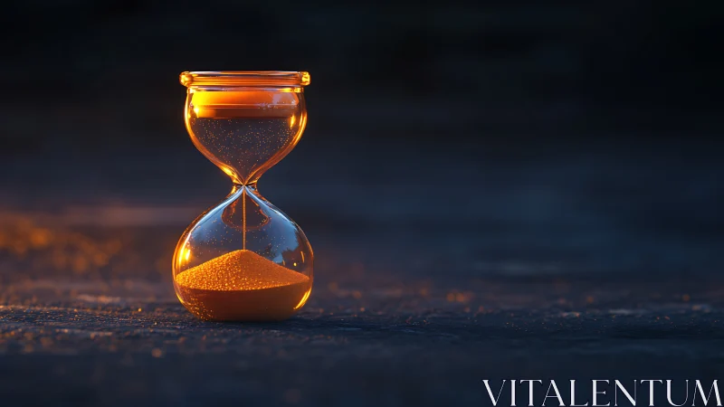 Golden hourglass glowing softly in the quiet dusk light.