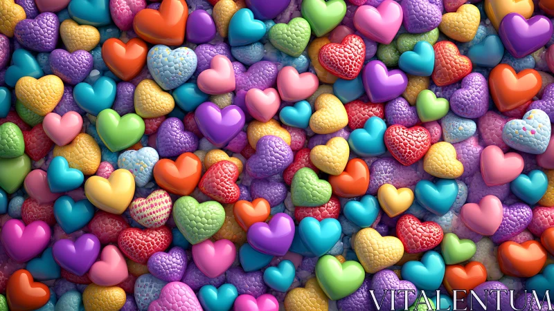 Vibrant Candy Hearts Explosion in Rainbow Colors.