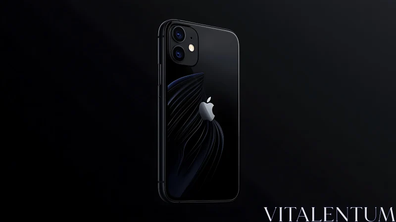 iPhone 11 in black with dual camera setup rear perspective.
