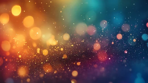 Vibrant multicolor bokeh lights on deep gradient background.