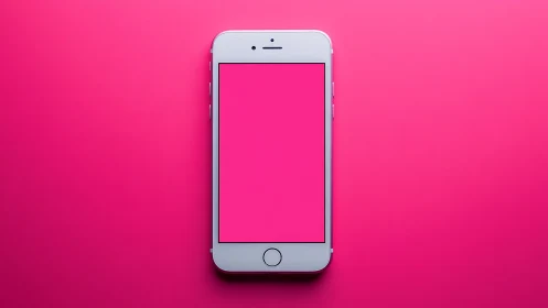 Silver iPhone Glows Against Electrifying Magenta Backdrop.