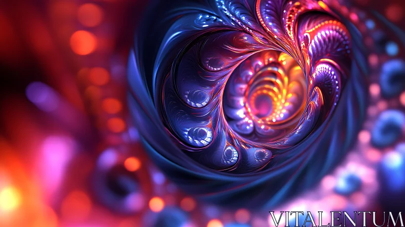 Hypnotic neon fractal vortex swirls with radiant light cores.