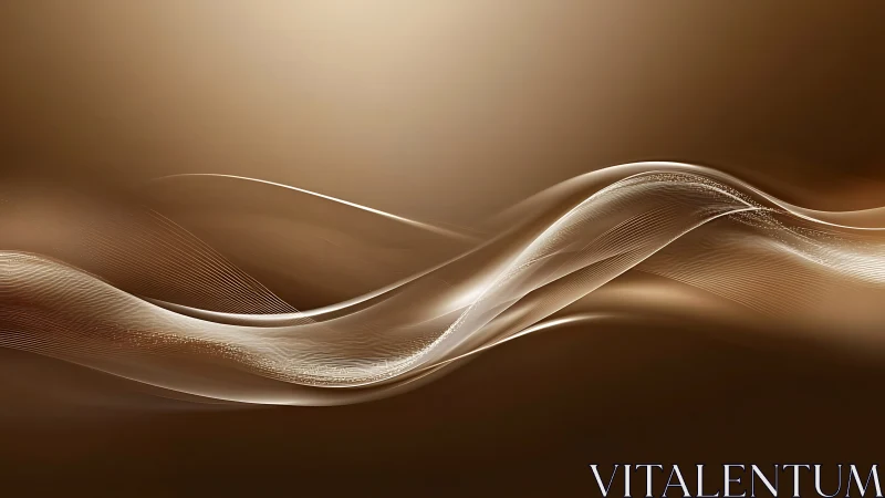 Golden abstract wave lines flow across soft brown gradient
