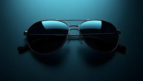 Classic aviator sunglasses on dark gradient background, modern style.