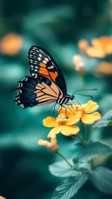 Macro capture of swallowtail butterfly on yellow composite bloom.
