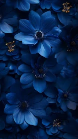 Composite Blue Cosmos Flowers with Contrasting Golden Stamen Rendering