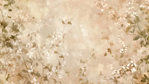Soft botanical blossoms on ethereal neutral ground.