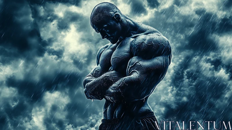 Storm-drenched titan folds his power into quiet resolve