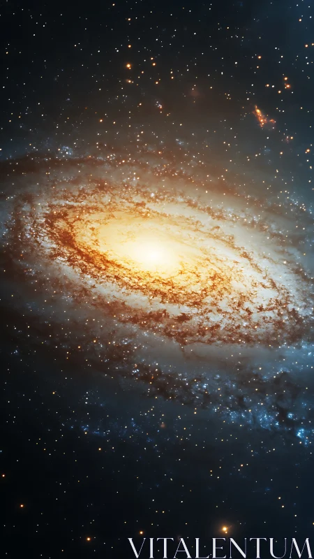Radiant spiral galaxy core amid dense starfield vista.