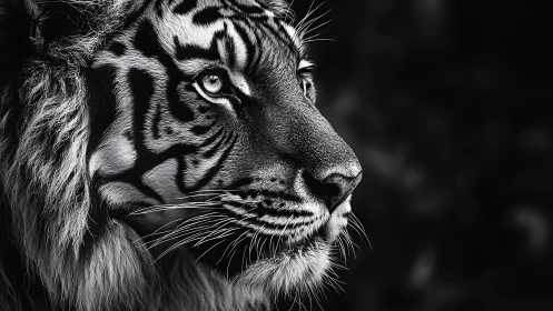 Monochrome tiger profile studies high-contrast facial topography