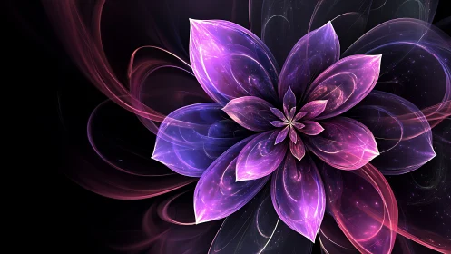 Radiant cosmic flower blooms in luminous neon space