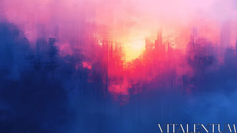 Vibrant abstract gradient skyline surrounds central light source