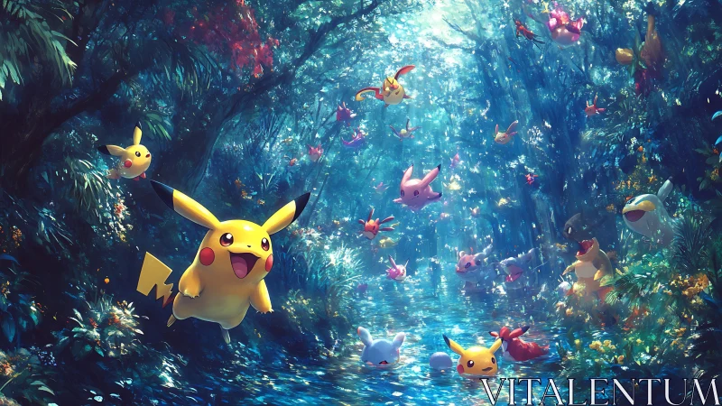 Pikachu's Enchanted Forest Waterway.