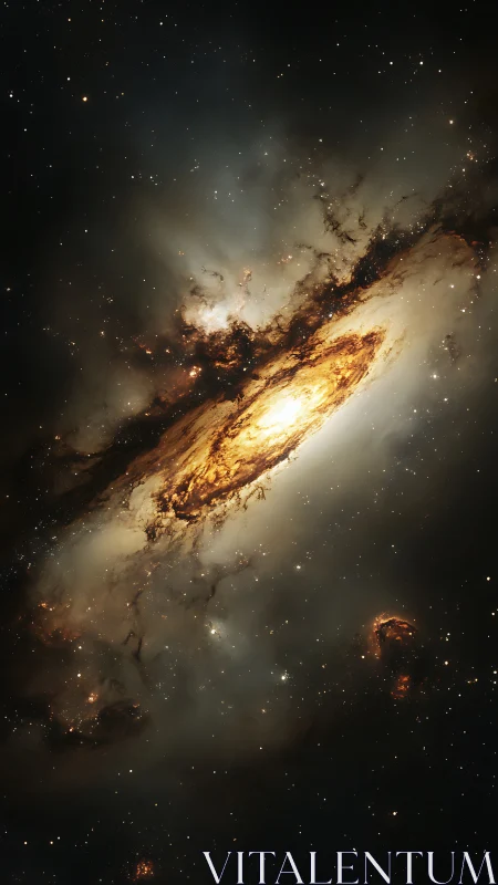 Golden galactic nucleus radiates through dense cosmic dust field