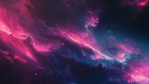 Radiant pink nebula surges through a deep cosmic void