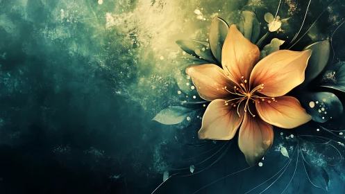 Golden Bloom Against Turquoise Depths.