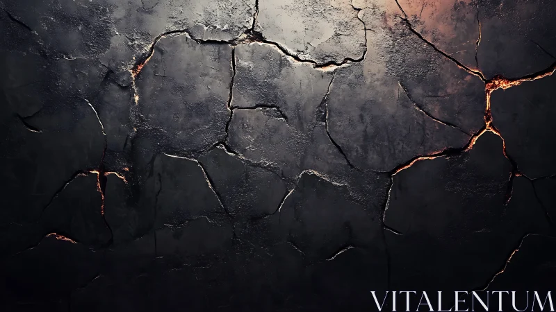 Glowing cracked stone surface with warm molten light within.