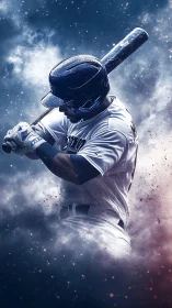 Starlit slugger winds up as cosmic dust swirls around