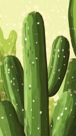 Vertical cactus study renders stylized desert botany in light