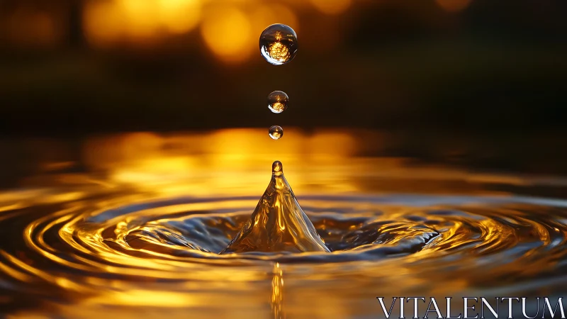 High-speed macro capture isolates ascending golden water droplet