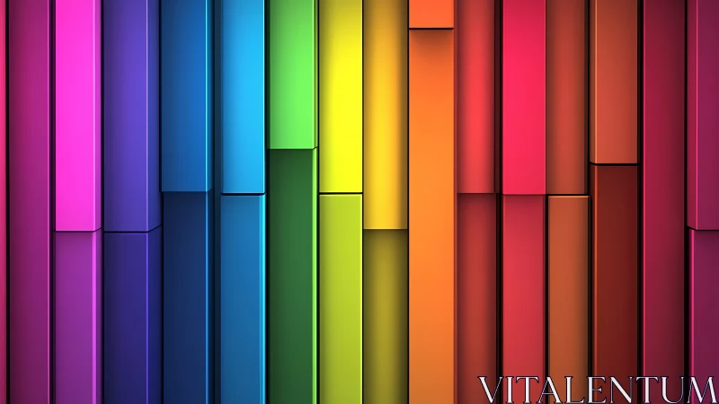 3D chromatic bar panorama with layered vertical segmentation.