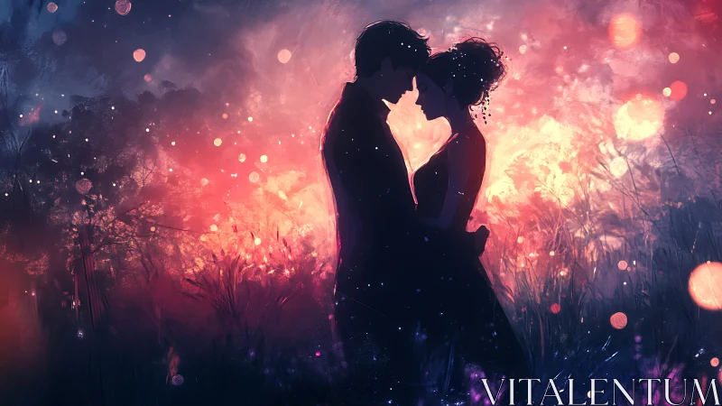 Love's Magical Moment Under Glowing Lights.