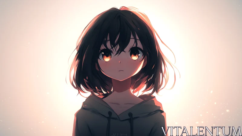 Backlit anime girl with glowing amber reflective eyes