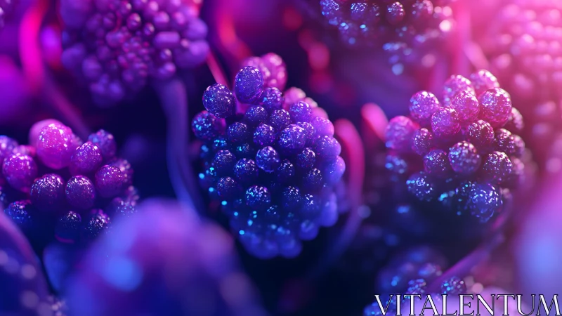 Vibrant Macro Berries in Neon Lighting, Abstract Nature Art.