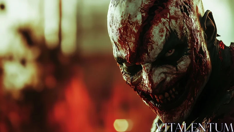 Bloodstained grin of the nightmarish clown revenant.