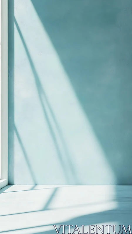 Sunlit interior wall with elongated window shadows in view.