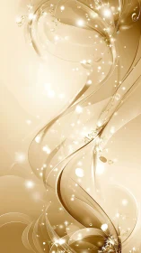 Golden luminous abstract ribbons with swirling light trails