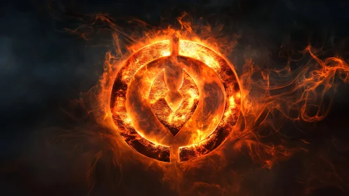 Fiery Geometric Symbol Radiates Intense Luminous Energy