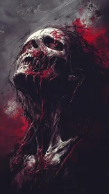 Skeletal humanoid figure with exposed tissue in red tones.