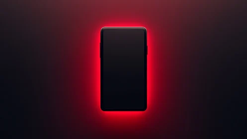 Midnight smartphone halo wrapped in neon red silence.