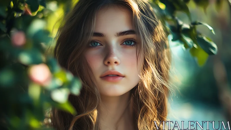 Soft-eyed daydream lingers quietly within sunlit leaves