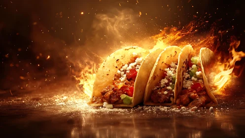 Dynamically Rendered Tacos With Volumetric Fire Effects and Particle Dispersion