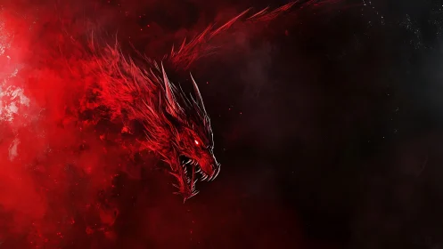 Bloodfire nebula dragon screaming through cosmic smoke.
