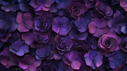 Purple Floral Composition: Dense Layered Blooms.