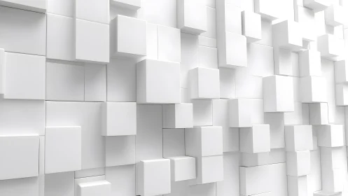 White 3D geometric cubes abstract wall background in modern style.