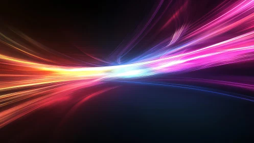 Vibrant abstract light streaks on dark background, digital art.